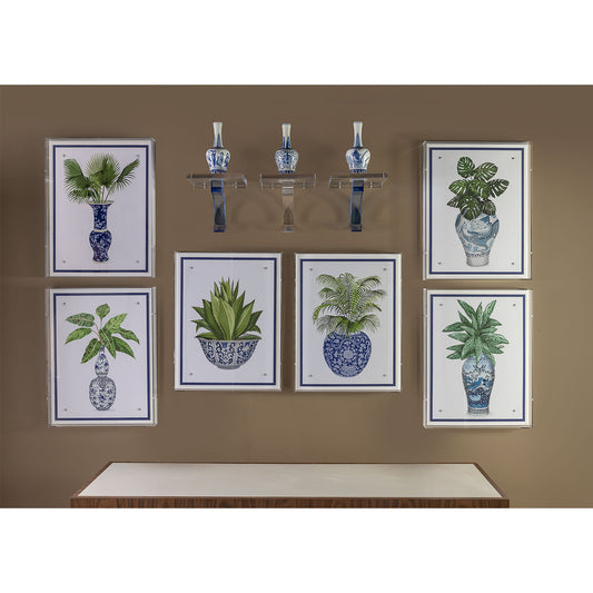 Garden of Blue Round Vases Set/3