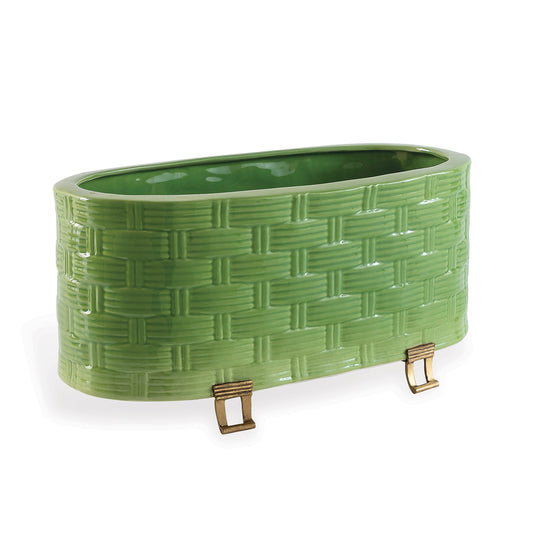 Sanibel Green Oval Planter