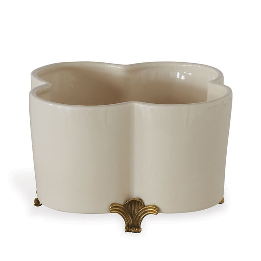 Cream Quatrefoil Planter