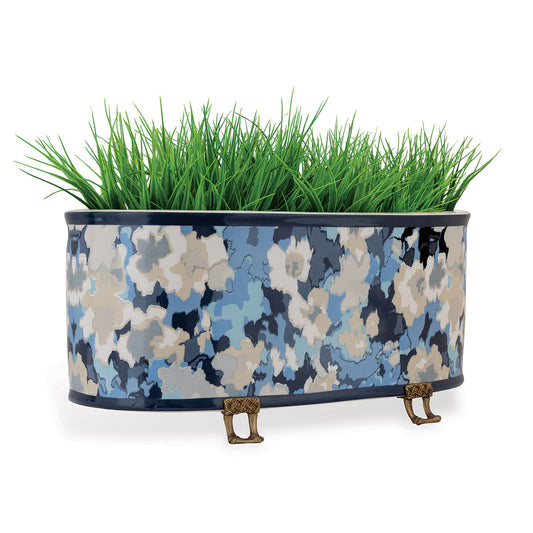 Rousham Blue Oval Planter