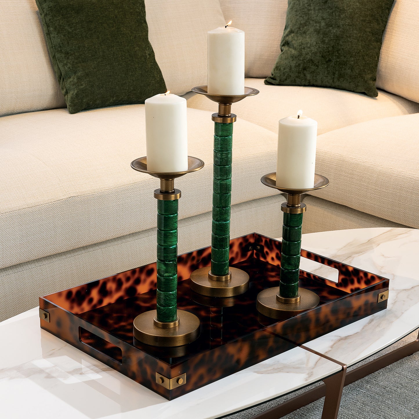 Jade Garden Green Candlesticks (set/3)