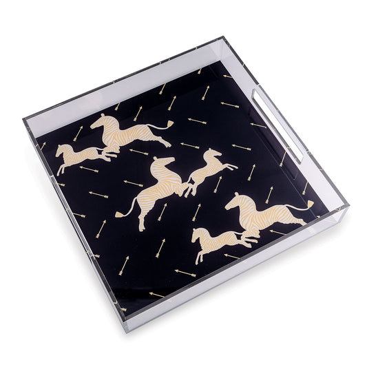 Zebra Black Lucite Tray