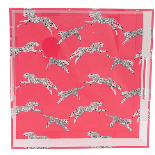 Leaping Cheetah Pink Acrylic Tray