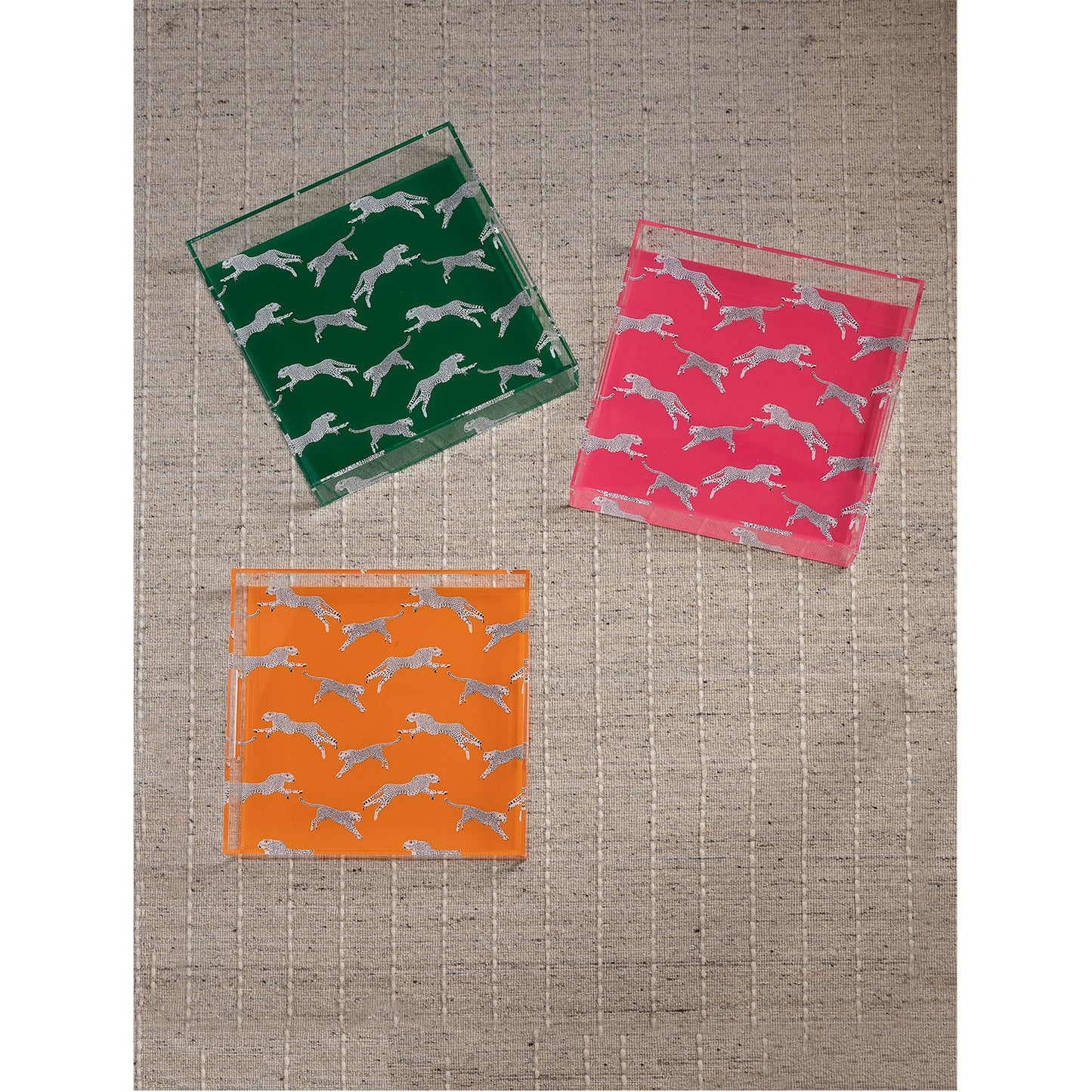 Leaping Cheetah Pink Acrylic Tray