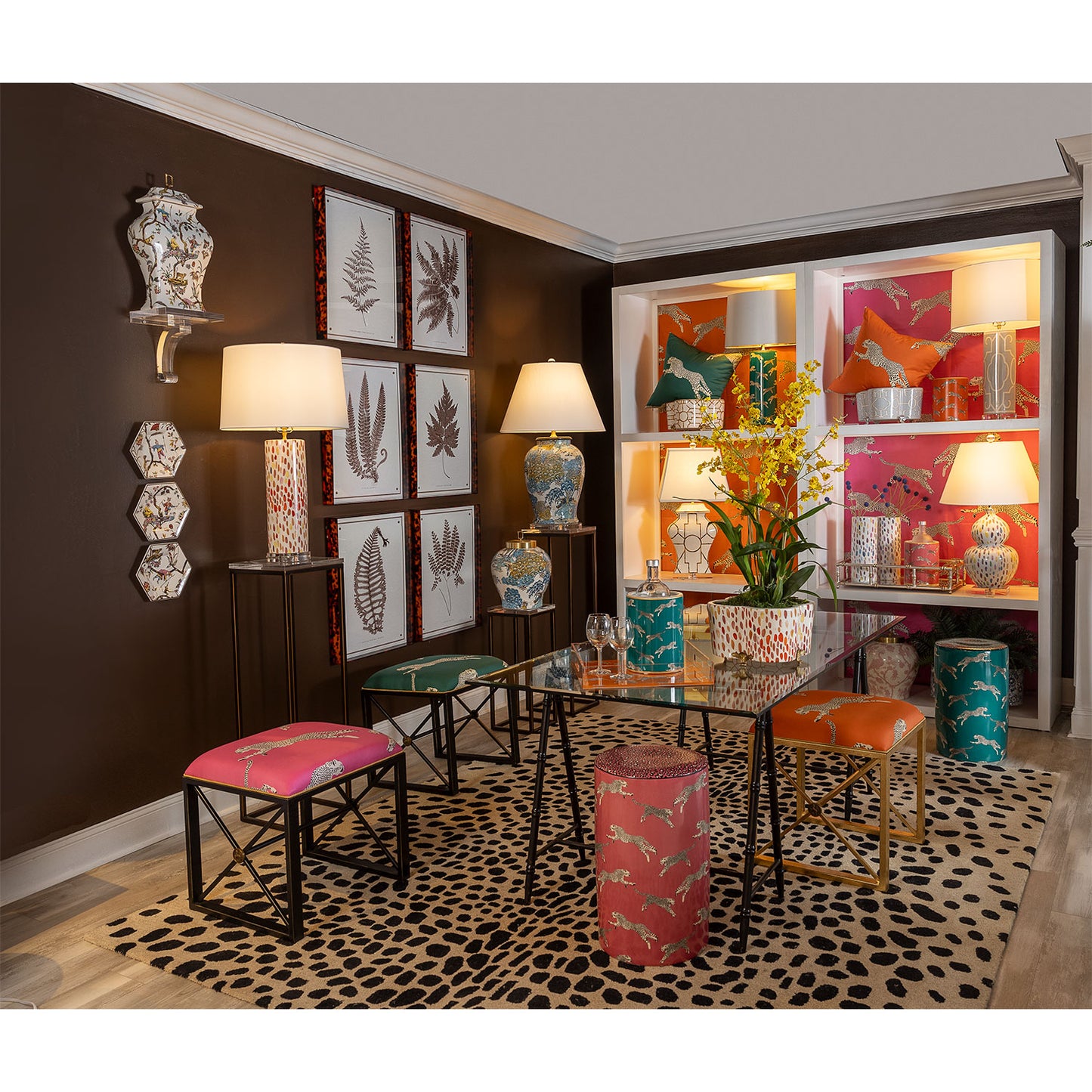 Medallion Gold Leaping Cheetah Clementine Bench