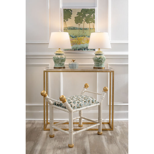 Boca White Ocelot Celadon Bench
