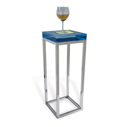 Drake Lucite Blue Table / Nickel