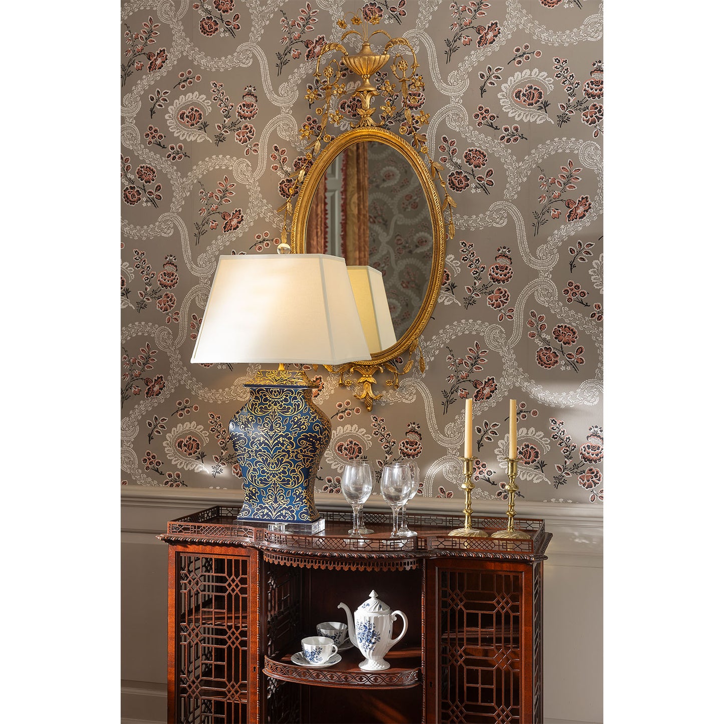 Richmond Damask Indigo Lamp