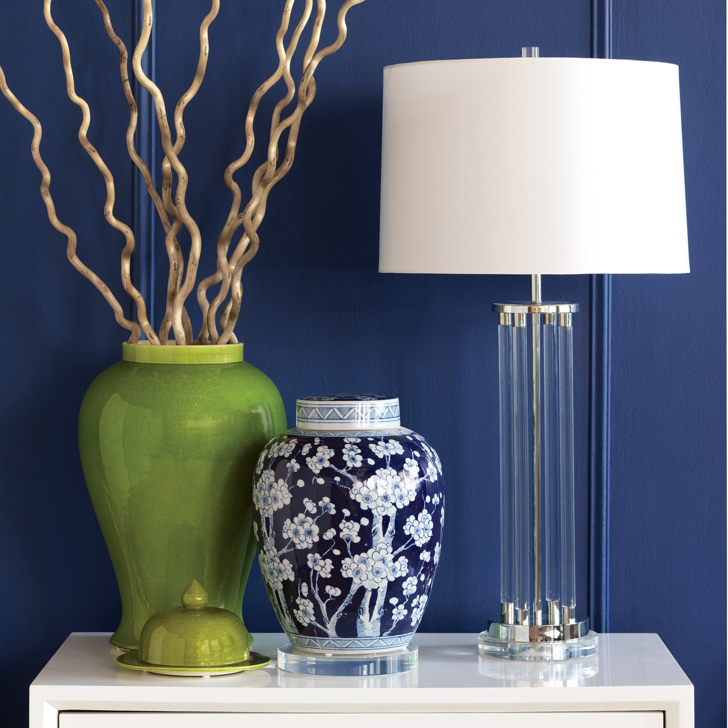 Moderne Nickel Lamp 36"H