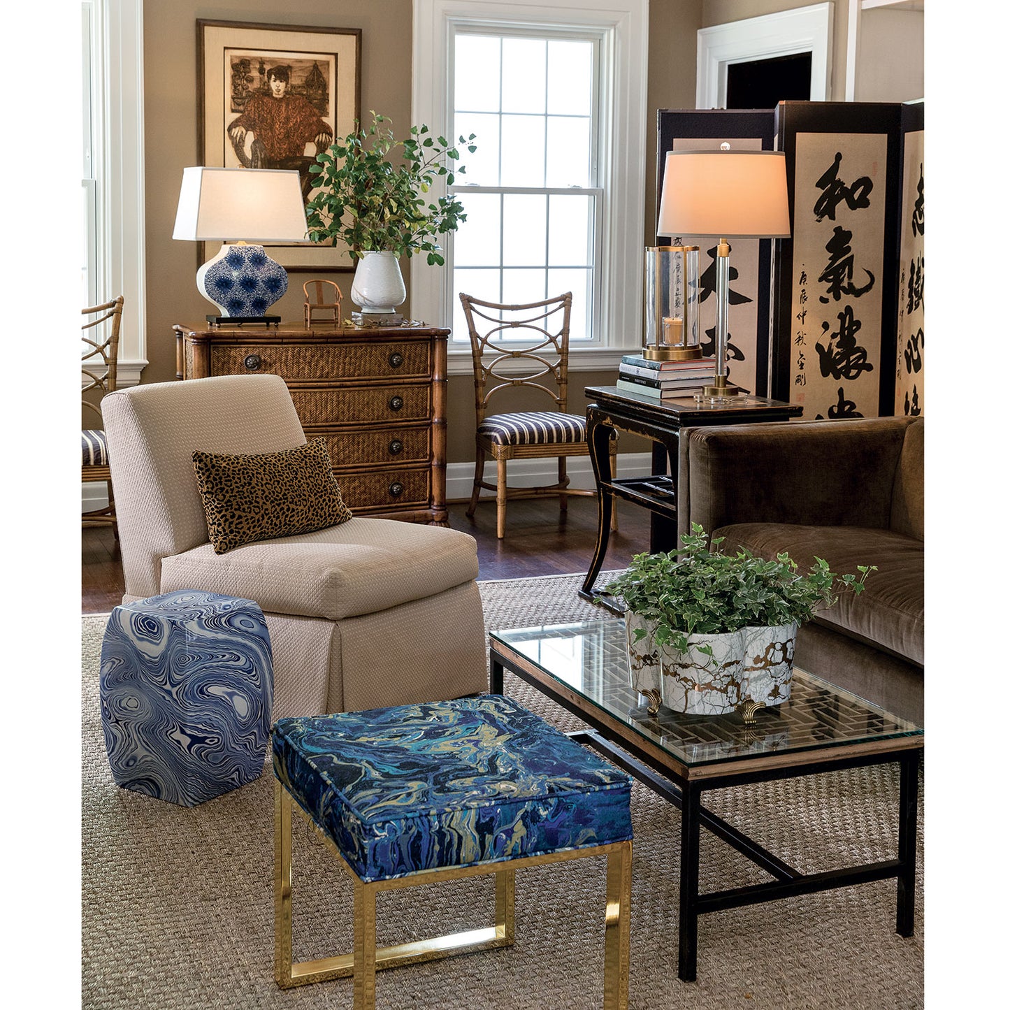 Maxwell Brass Lamp 34"H