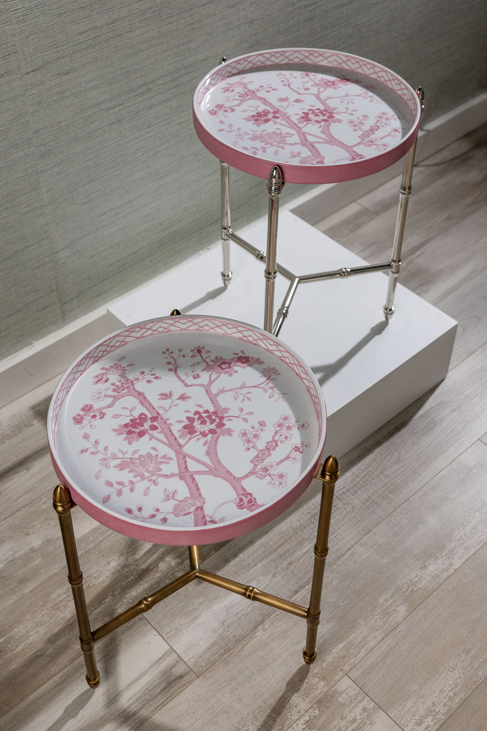 Jardin Blush Tray w/stand Brass