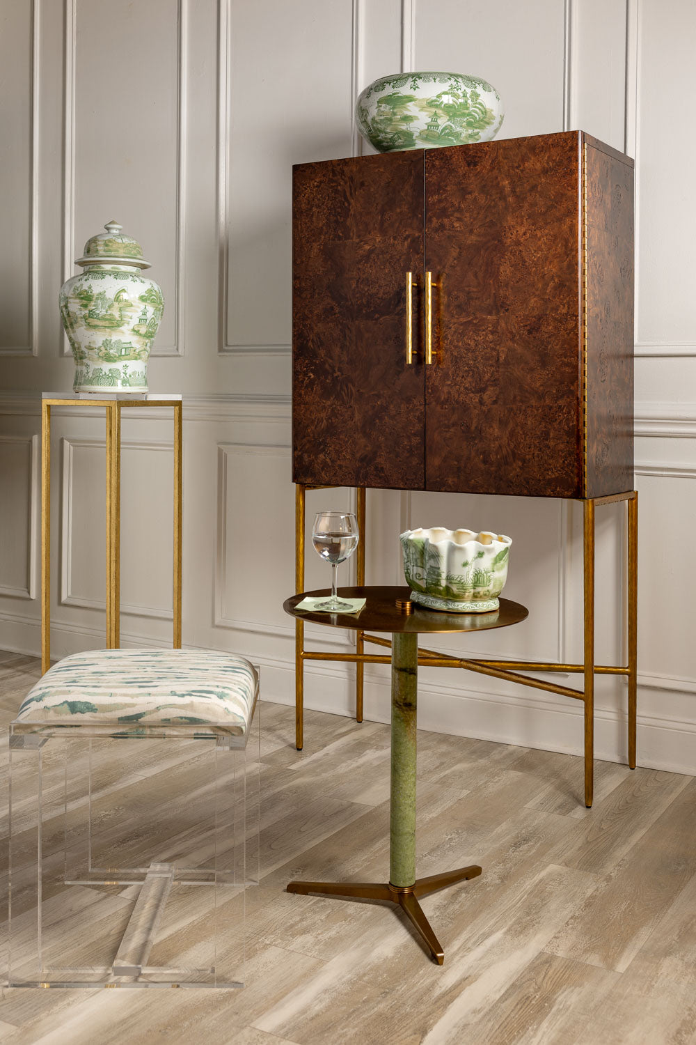 Drake Gold/Lucite Pedestals (set of 2)