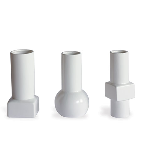 Deco White Vases (set Of 3)