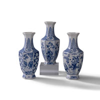 Garden Of Blue Hex Vases - Set/3