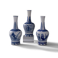 Garden Of Blue Round Vases - Set/3