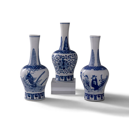 Garden Of Blue Round Vases - Set/3