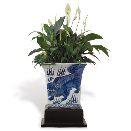 Chow Blue Square Planter With Stand