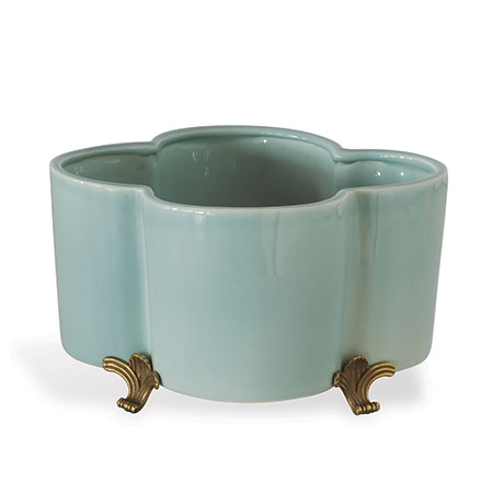 Celadon Quatrefoil Planter