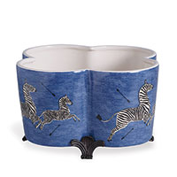 Zebra Blue Quatrefoil Planter