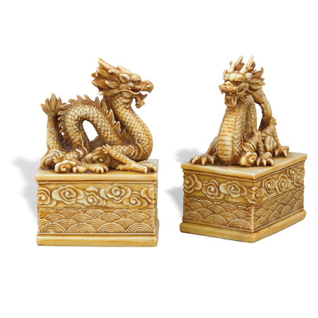 Dragon Ivory Bookeneds/set Of 2  8"H