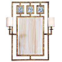 Avenue Gold Mirror W/sconces 46"H