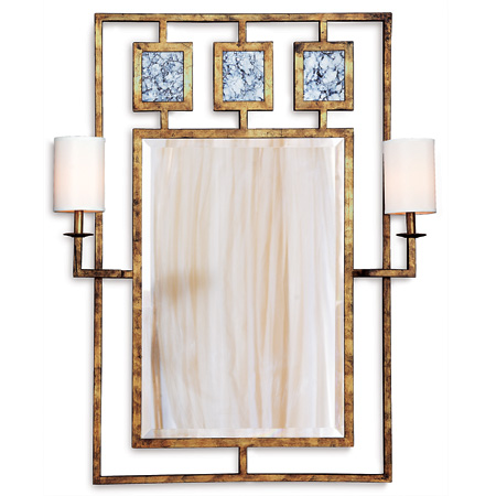 Avenue Gold Mirror W/sconces 46"H