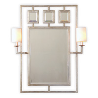 Avenue Silver Mirror W/sconces 46"H