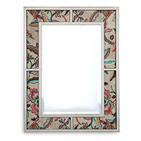 Bedford Silver Mirror W/ Sloane Fabric