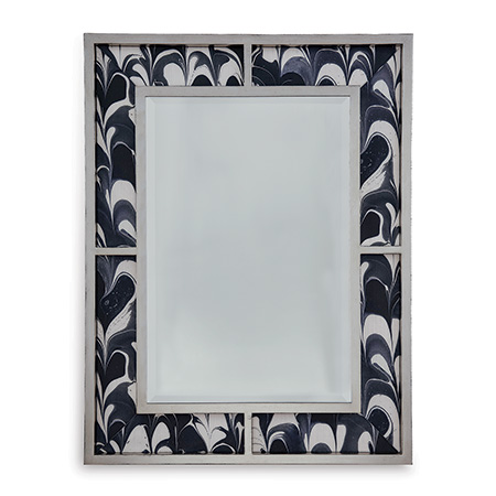 Bedford Silver Mirror / Black Orchid Fabric