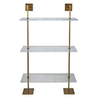 Marais 3-tier Shelf Lucite/ Age Brass 36"W