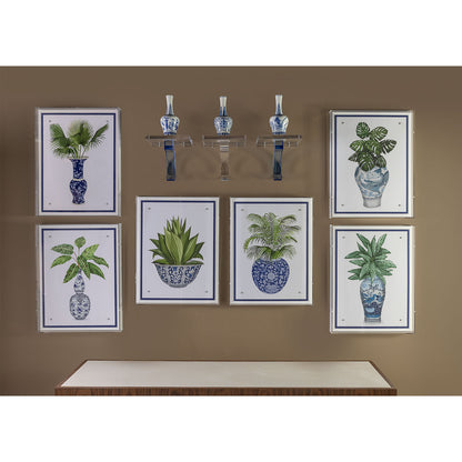 Garden of Blue Round Vases Set/3