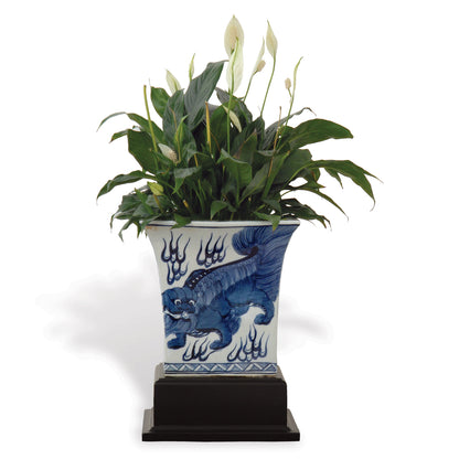 Chow Blue Square Planter with Stand