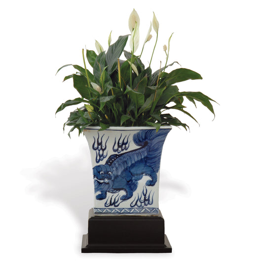 Chow Blue Square Planter with Stand