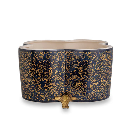 Richmond Damask Indigo Quatrefoil Planter
