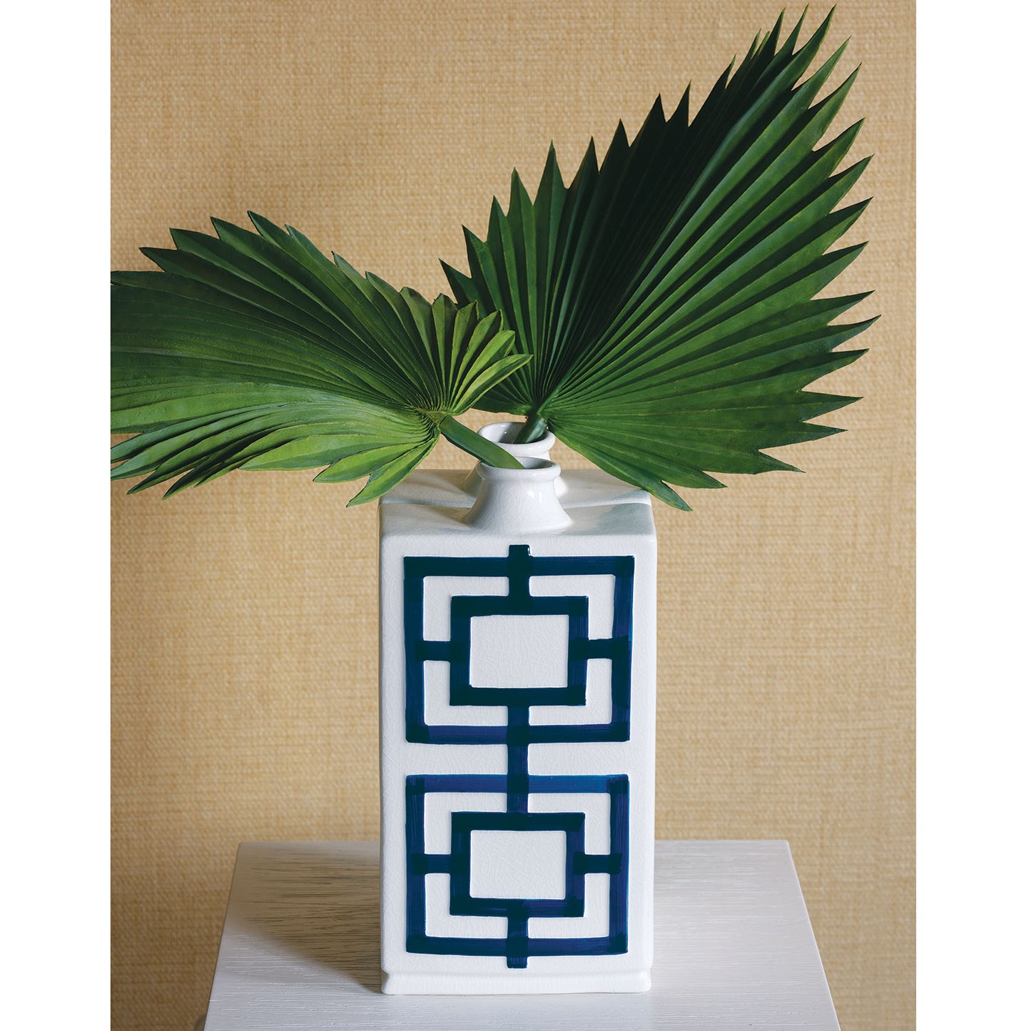 Square Key Blue Vase