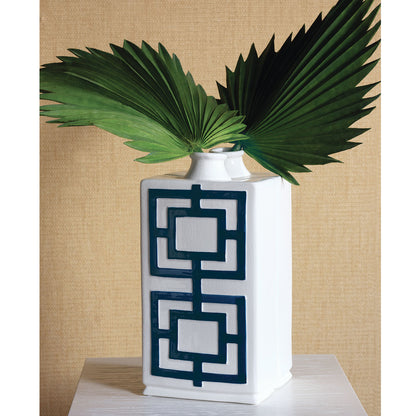 Square Key Blue Vase