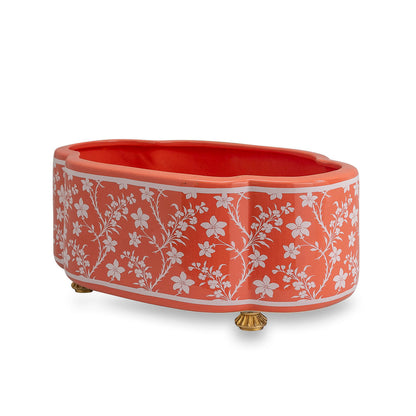 Floral Vine Coral Scallop Planter