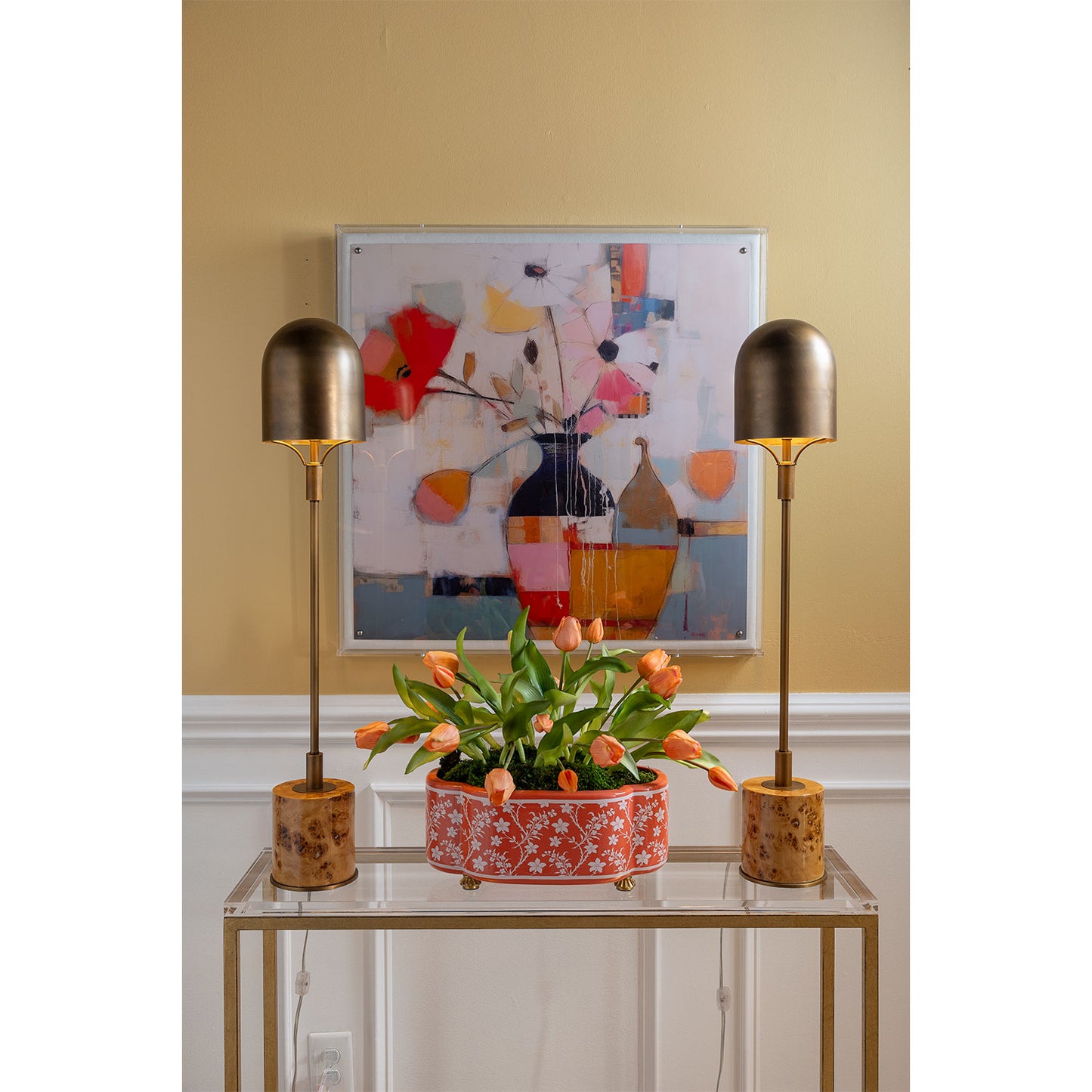 Floral Vine Coral Scallop Planter