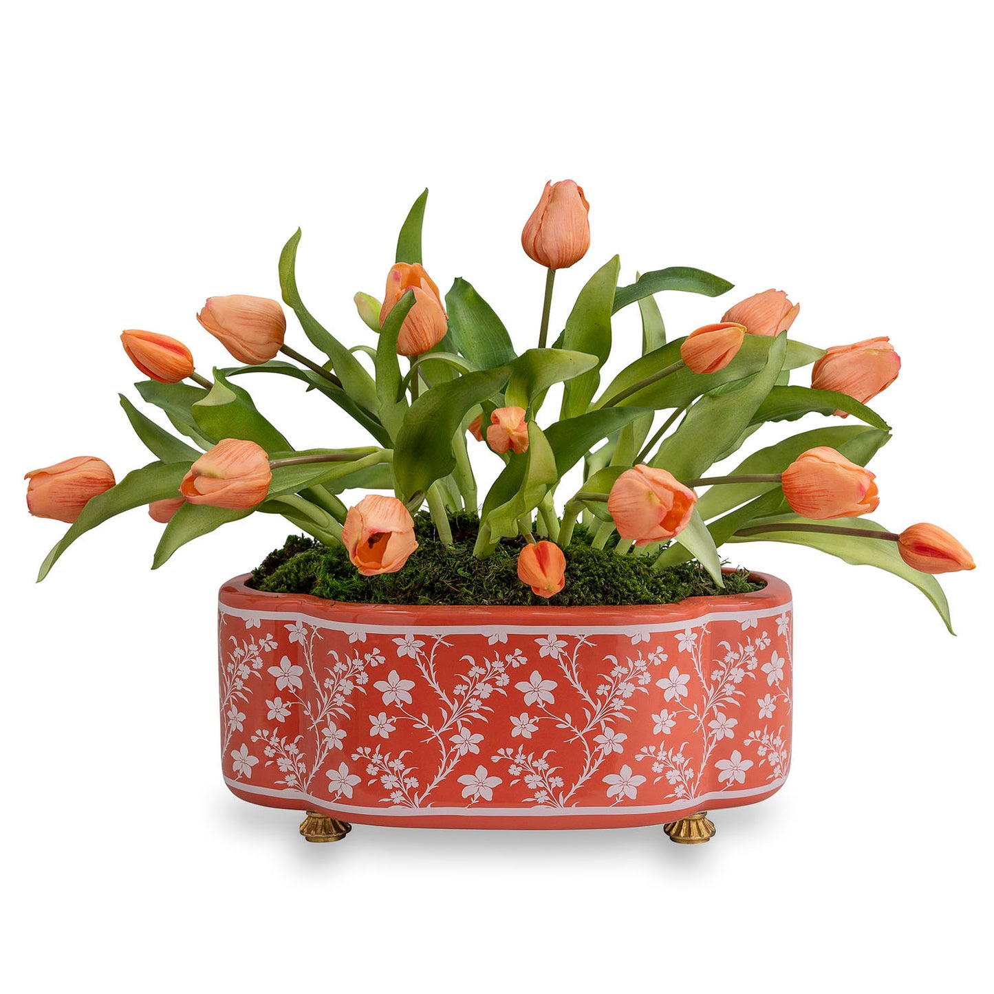 Floral Vine Coral Scallop Planter