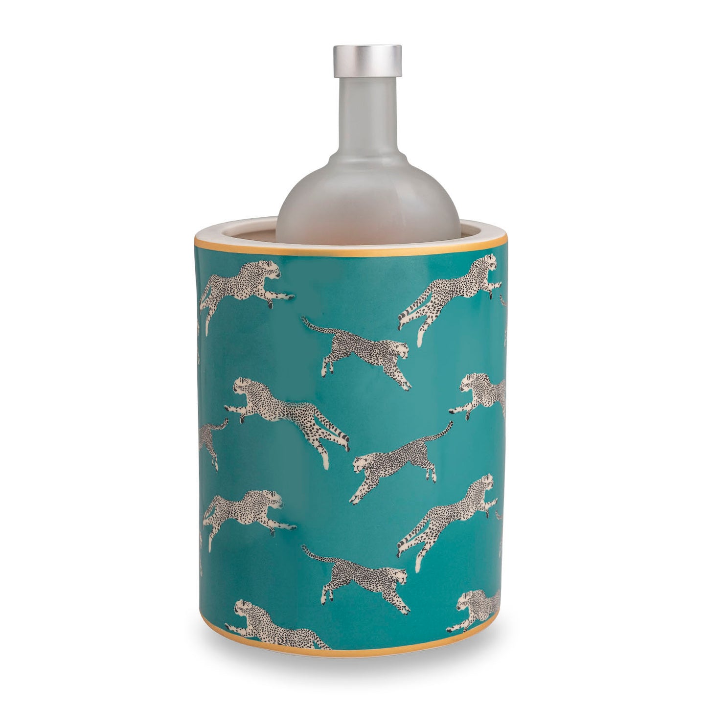 Leaping Cheetah Teal Ice Bucket