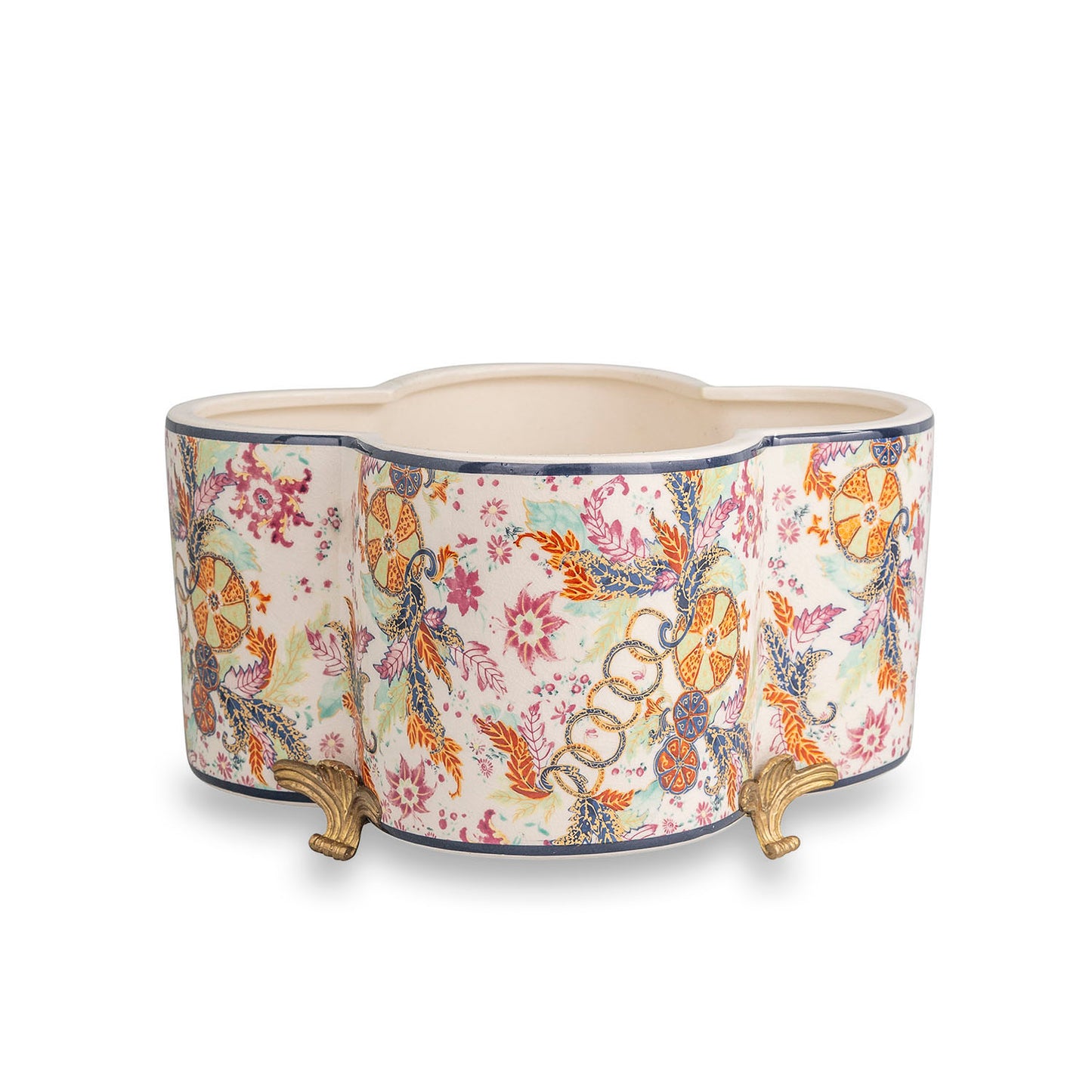 Tobacco Leaf Quatrefoil Planter