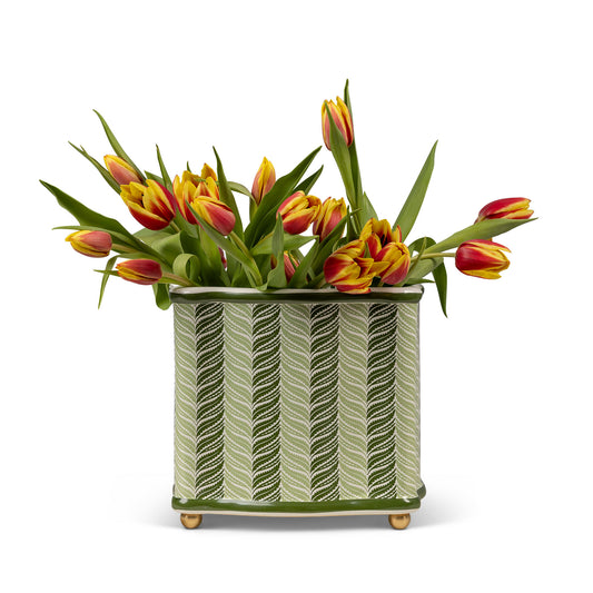 Acanthus Stripe Green Planter