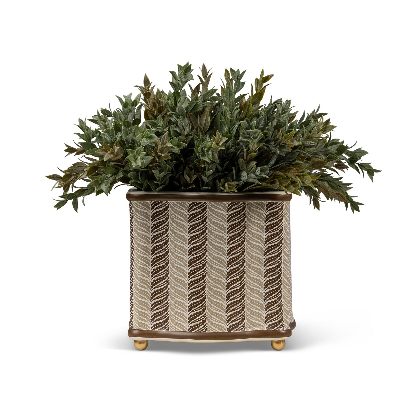 Acanthus Stripe Mocha Planter
