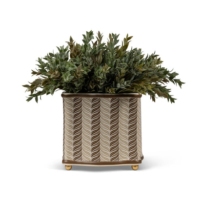 Acanthus Stripe Mocha Planter