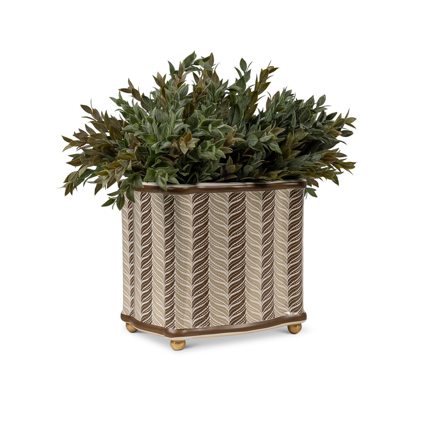 Acanthus Stripe Mocha Planter