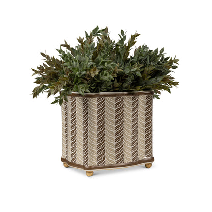 Acanthus Stripe Mocha Planter