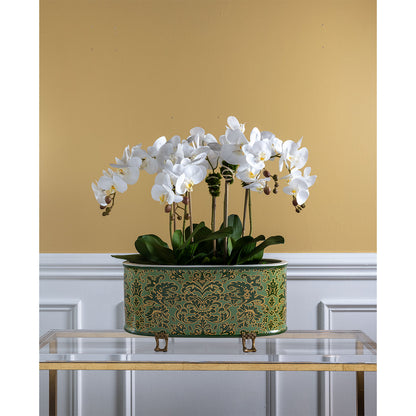 Richmond Damask Green Oval Planter