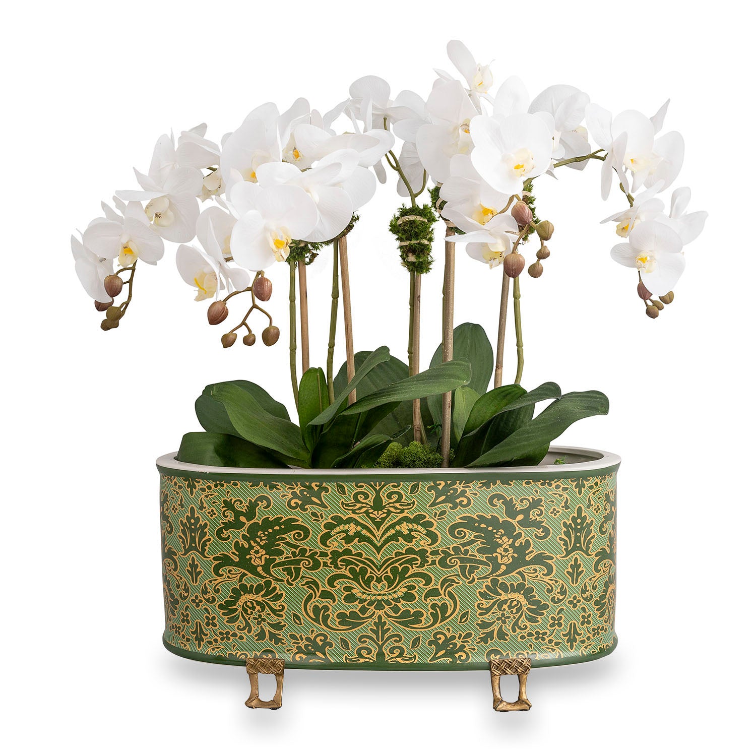 Richmond Damask Green Oval Planter