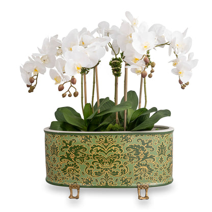 Richmond Damask Green Oval Planter