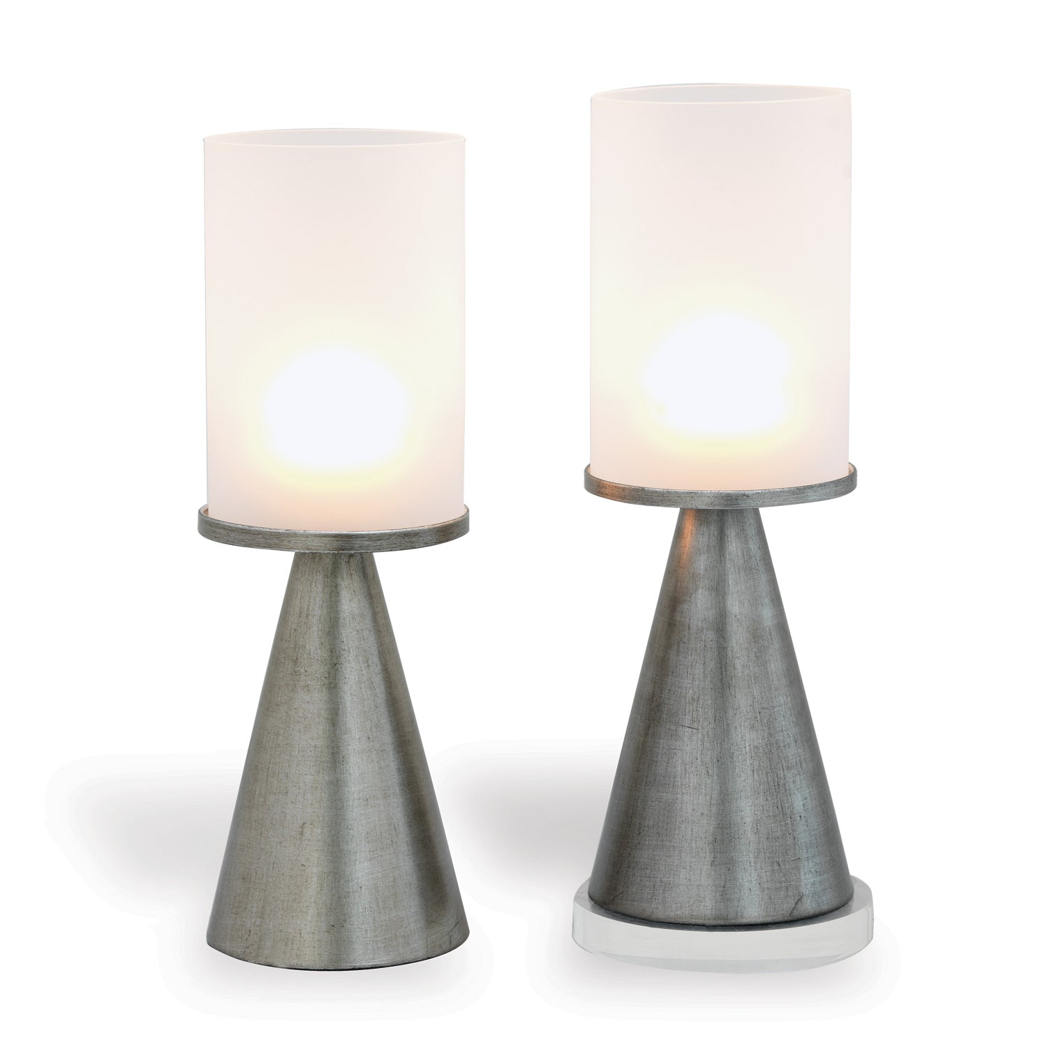 Camden Silver / Frosted Glass Candleholder (set of 2)